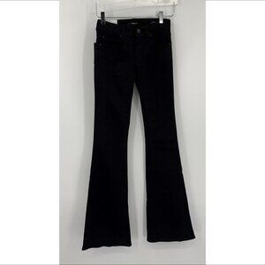 Fidelity Saffron High rise skinny flare jeans Jett black denim Excel long new 24
